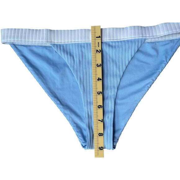 Onia Airy Blue & White Ribbed Bikini Set – Size Small - Picture 11 of 12